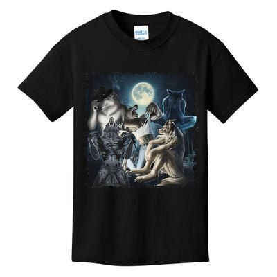 Wolf Ripping Werewolf Alpha Wolf Funny Oddly Meme Kids T-Shirt