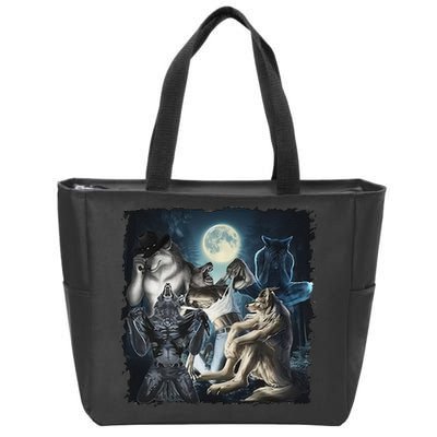 Wolf Ripping Werewolf Alpha Wolf Funny Oddly Meme Zip Tote Bag
