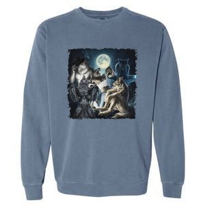 Wolf Ripping Werewolf Alpha Wolf Funny Oddly Meme Garment-Dyed Sweatshirt