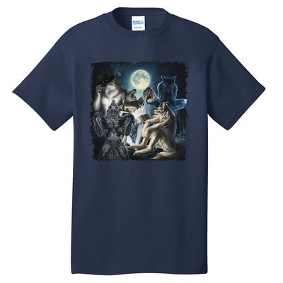 Wolf Ripping Werewolf Alpha Wolf Funny Oddly Meme Tall T-Shirt