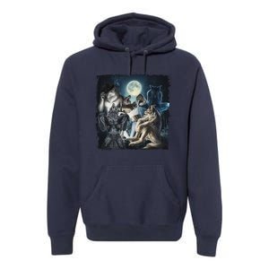 Wolf Ripping Werewolf Alpha Wolf Funny Oddly Meme Premium Hoodie