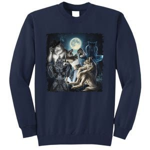 Wolf Ripping Werewolf Alpha Wolf Funny Oddly Meme Tall Sweatshirt