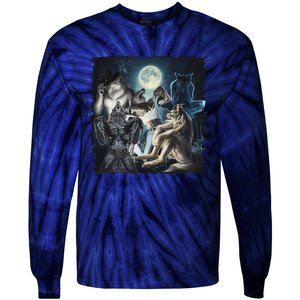 Wolf Ripping Werewolf Alpha Wolf Funny Oddly Meme Tie-Dye Long Sleeve Shirt