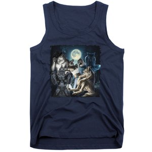 Wolf Ripping Werewolf Alpha Wolf Funny Oddly Meme Tank Top