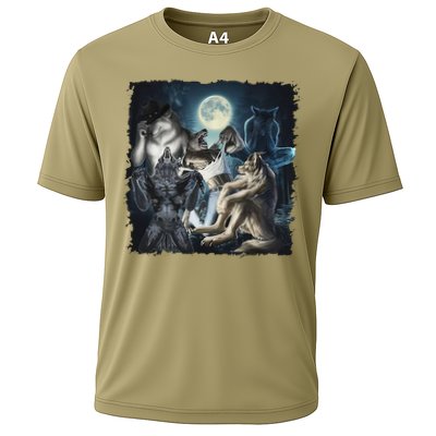 Wolf Ripping Werewolf Alpha Wolf Funny Oddly Meme Performance Shirt