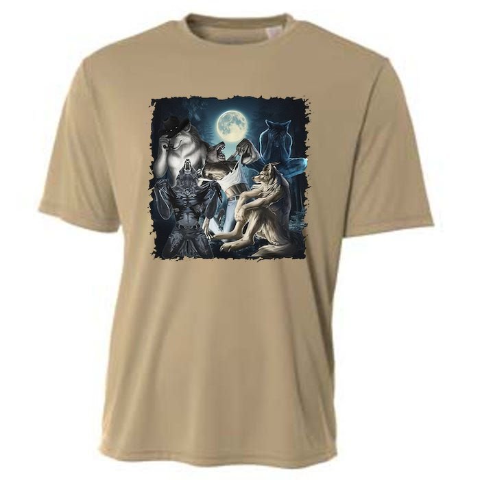 Wolf Ripping Werewolf Alpha Wolf Funny Oddly Meme Cooling Performance Crew T-Shirt