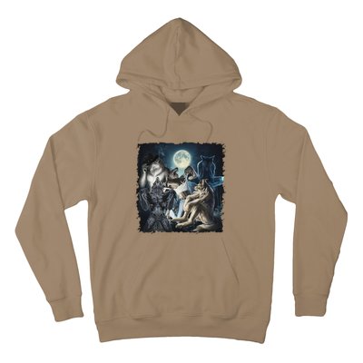 Wolf Ripping Werewolf Alpha Wolf Funny Oddly Meme Hoodie