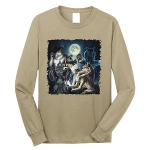 Wolf Ripping Werewolf Alpha Wolf Funny Oddly Meme Long Sleeve Shirt