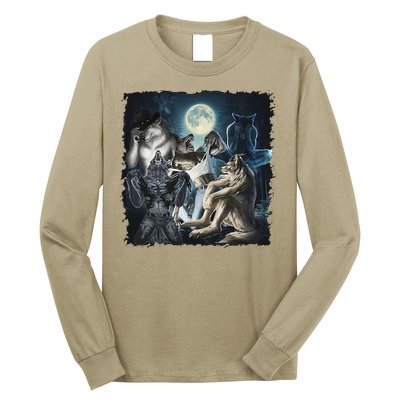 Wolf Ripping Werewolf Alpha Wolf Funny Oddly Meme Long Sleeve Shirt