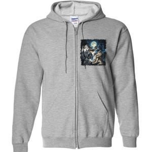 Wolf Ripping Werewolf Alpha Wolf Funny Oddly Meme Full Zip Hoodie