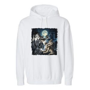 Wolf Ripping Werewolf Alpha Wolf Funny Oddly Meme Garment-Dyed Fleece Hoodie