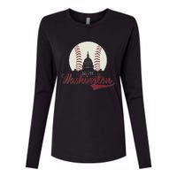 Womens Retro Washington DC Baseball National Mall Silhouette Sport Womens Cotton Relaxed Long Sleeve T-Shirt