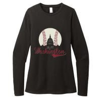 Womens Retro Washington DC Baseball National Mall Silhouette Sport Womens CVC Long Sleeve Shirt