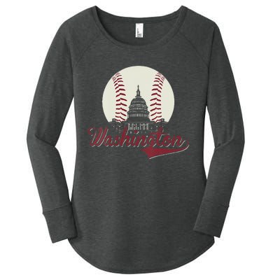 Womens Retro Washington DC Baseball National Mall Silhouette Sport Women's Perfect Tri Tunic Long Sleeve Shirt