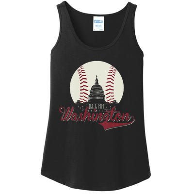 Womens Retro Washington DC Baseball National Mall Silhouette Sport Ladies Essential Tank