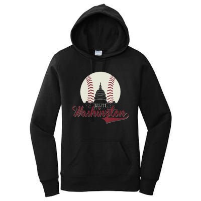 Womens Retro Washington DC Baseball National Mall Silhouette Sport Women's Pullover Hoodie