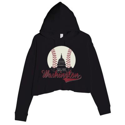 Womens Retro Washington DC Baseball National Mall Silhouette Sport Crop Fleece Hoodie