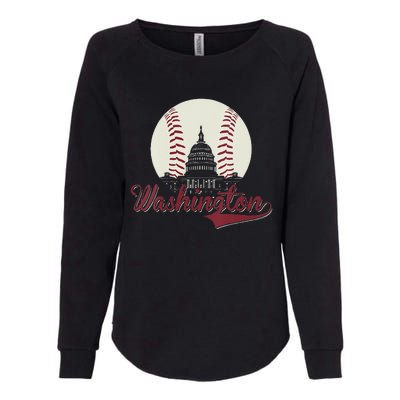 Womens Retro Washington DC Baseball National Mall Silhouette Sport Womens California Wash Sweatshirt