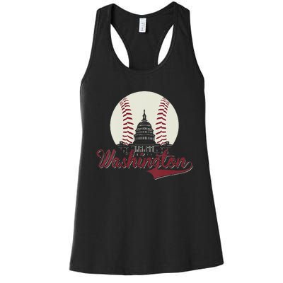 Womens Retro Washington DC Baseball National Mall Silhouette Sport Women's Racerback Tank