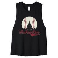 Womens Retro Washington DC Baseball National Mall Silhouette Sport Women's Racerback Cropped Tank