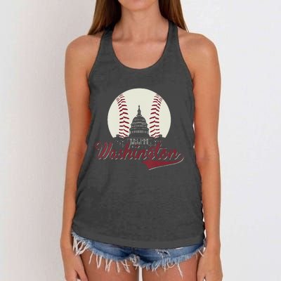 Womens Retro Washington DC Baseball National Mall Silhouette Sport Women's Knotted Racerback Tank