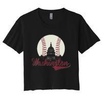 Womens Retro Washington DC Baseball National Mall Silhouette Sport Women's Crop Top Tee