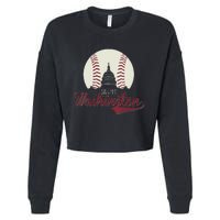 Womens Retro Washington DC Baseball National Mall Silhouette Sport Cropped Pullover Crew