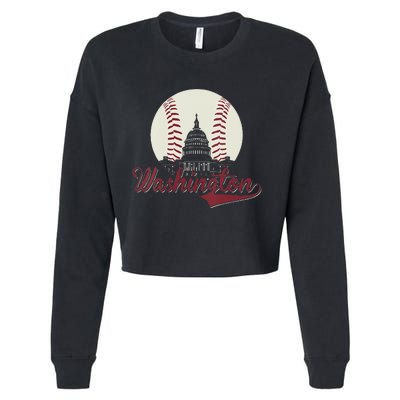 Womens Retro Washington DC Baseball National Mall Silhouette Sport Cropped Pullover Crew