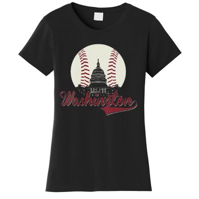 Womens Retro Washington DC Baseball National Mall Silhouette Sport Women's T-Shirt