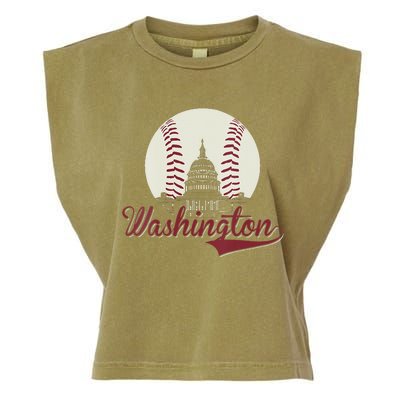 Womens Retro Washington DC Baseball National Mall Silhouette Sport Garment-Dyed Women's Muscle Tee