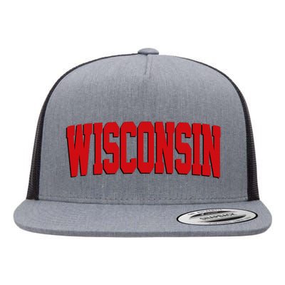 Wisconsin Red Flat Bill Trucker Hat