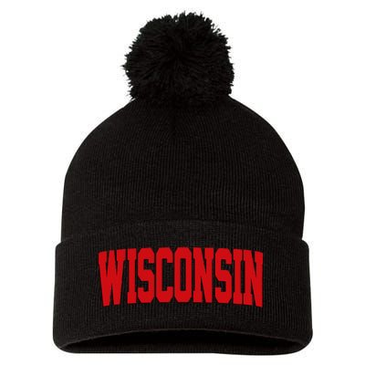 Wisconsin Red Pom Pom 12in Knit Beanie