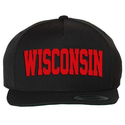 Wisconsin Red Wool Snapback Cap