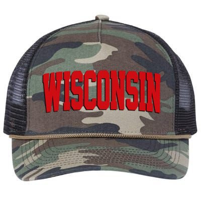 Wisconsin Red Retro Rope Trucker Hat Cap