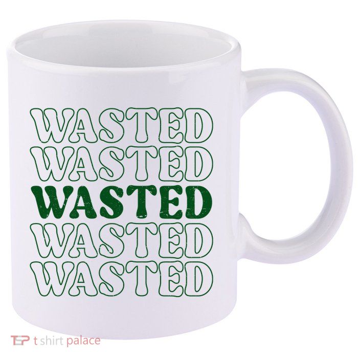 Wasted Retro 11oz C Handle Ceramic Mug