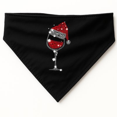 Womens Red Wine Glass Christmas Tee Funny Santa Hat Xmas Gift VNeck TShirt USA-Made Doggie Bandana