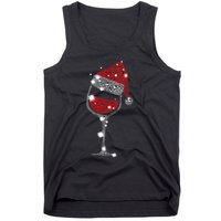 Womens Red Wine Glass Christmas Tee Funny Santa Hat Xmas Gift VNeck TShirt Tank Top