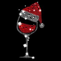 Womens Red Wine Glass Christmas Tee Funny Santa Hat Xmas Gift VNeck TShirt Zip Tote Bag