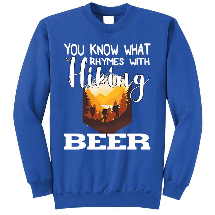 What Rhymes With Hiking Beer Fathers Day Ing And Hiking Gift Sweatshirt