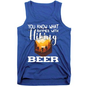 What Rhymes With Hiking Beer Fathers Day Ing And Hiking Gift Tank Top