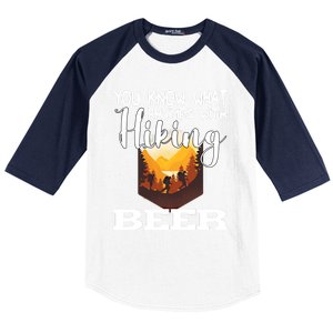 What Rhymes With Hiking Beer Fathers Day Ing And Hiking Gift Baseball Sleeve Shirt