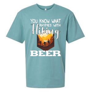 What Rhymes With Hiking Beer Fathers Day Ing And Hiking Gift Sueded Cloud Jersey T-Shirt