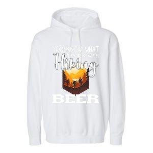 What Rhymes With Hiking Beer Fathers Day Ing And Hiking Gift Garment-Dyed Fleece Hoodie