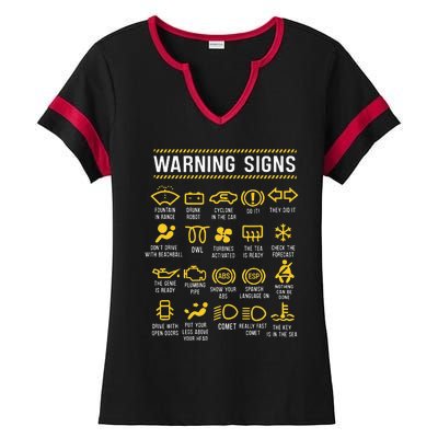 Warning Signs 101 Funny Car Mechanic Ladies Halftime Notch Neck Tee