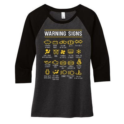 Warning Signs 101 Funny Car Mechanic Women's Tri-Blend 3/4-Sleeve Raglan Shirt