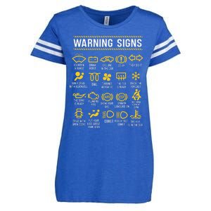 Warning Signs 101 Funny Car Mechanic Enza Ladies Jersey Football T-Shirt