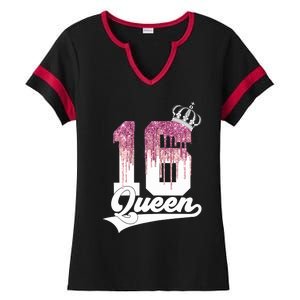 Wo SWEET 16 QUEEN 16TH BIRTHDAY Ladies Halftime Notch Neck Tee