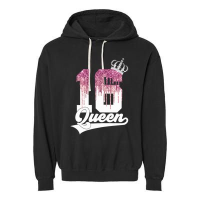 Wo SWEET 16 QUEEN 16TH BIRTHDAY Garment-Dyed Fleece Hoodie