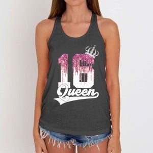 Wo SWEET 16 QUEEN 16TH BIRTHDAY Women's Knotted Racerback Tank