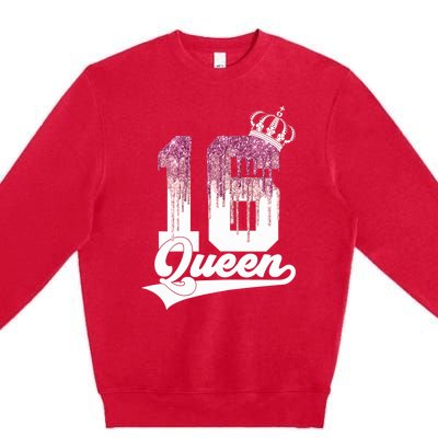 Wo SWEET 16 QUEEN 16TH BIRTHDAY Premium Crewneck Sweatshirt